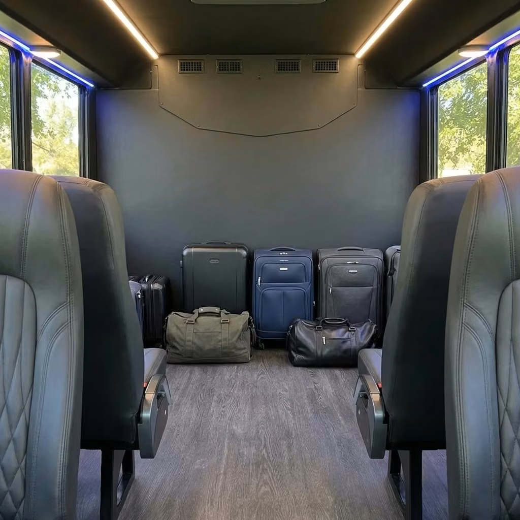 martinez 20 passenger minibus luggage area