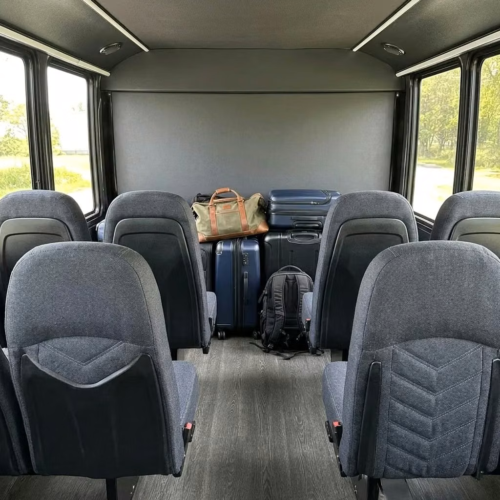 martinez 25 passenger minibus luggage area