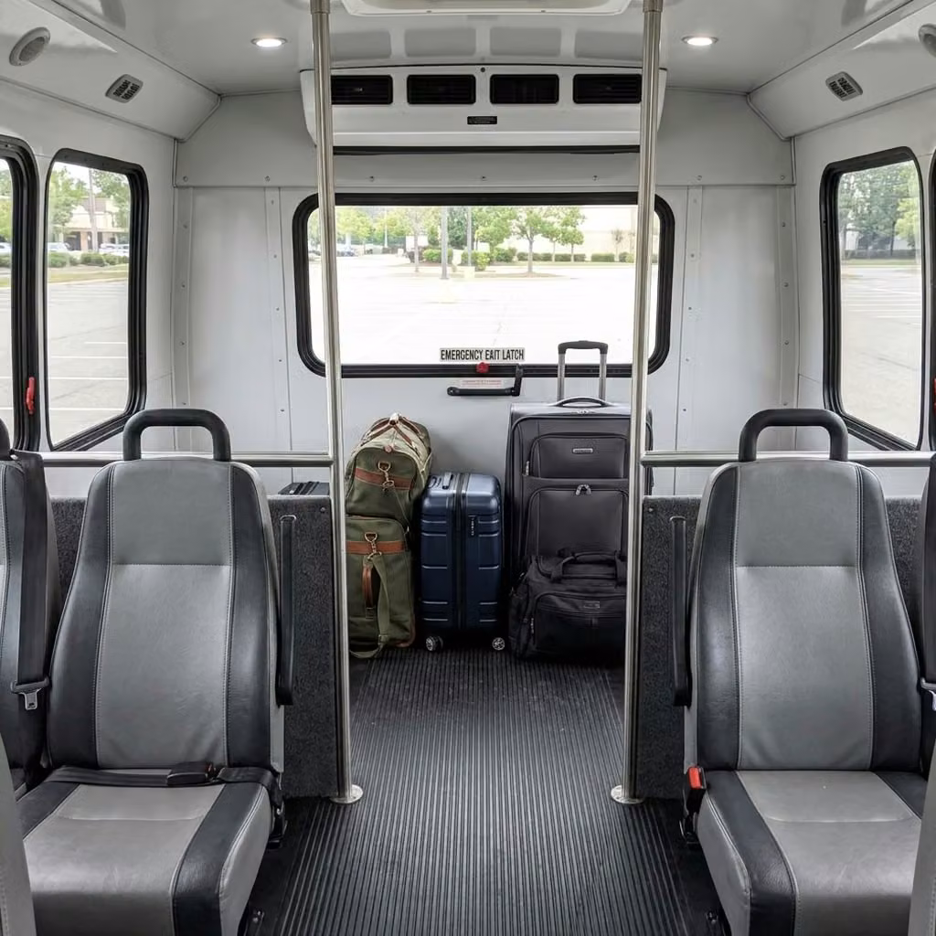 martinez 30 passenger minibus luggage area