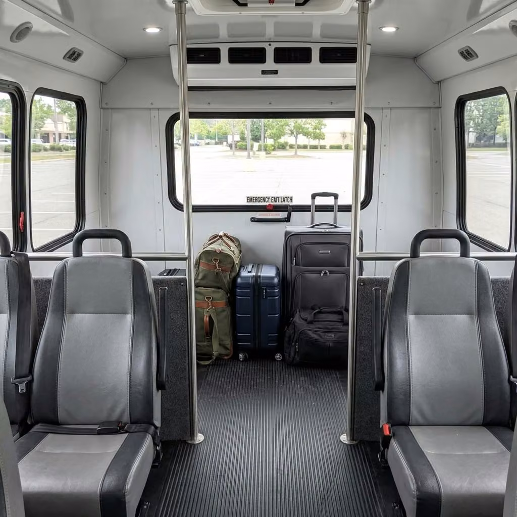 martinez 35 passenger minibus luggage area
