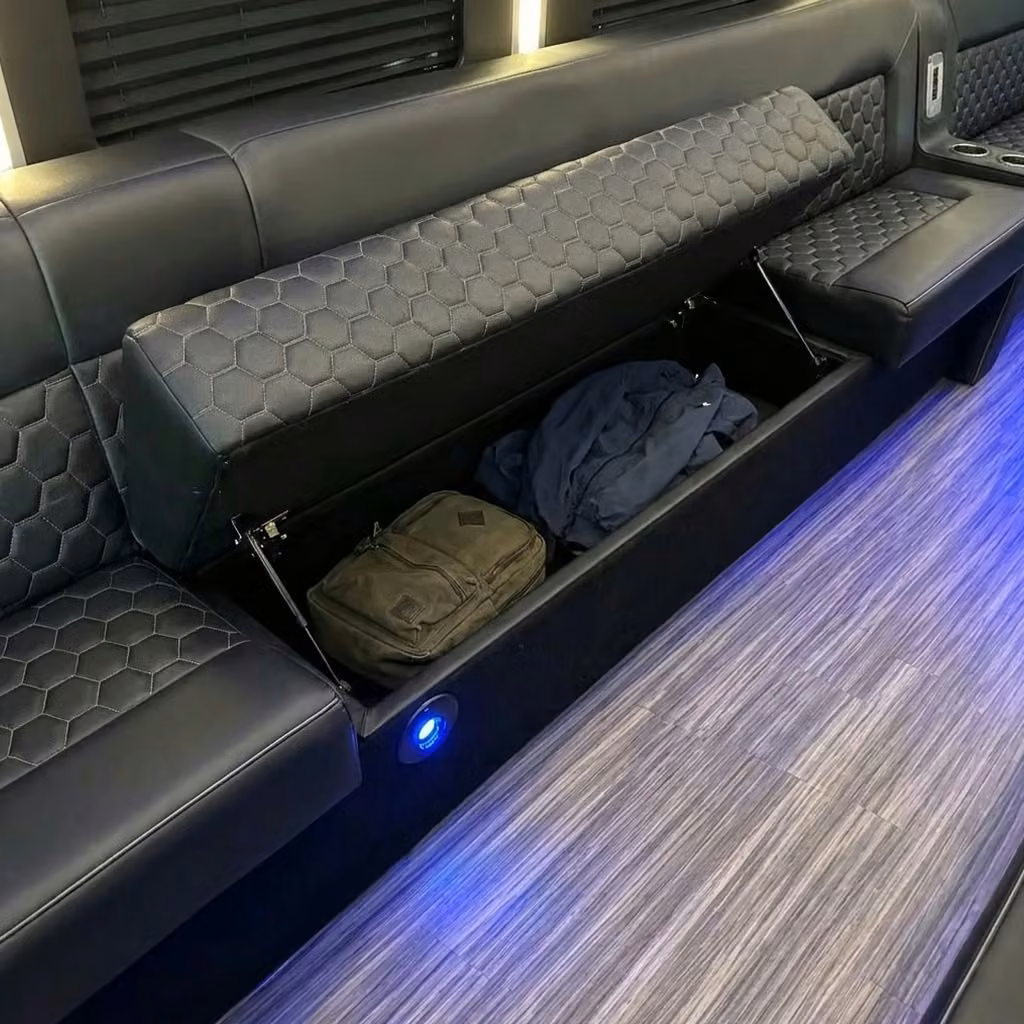 martinez party bus under seat storage
