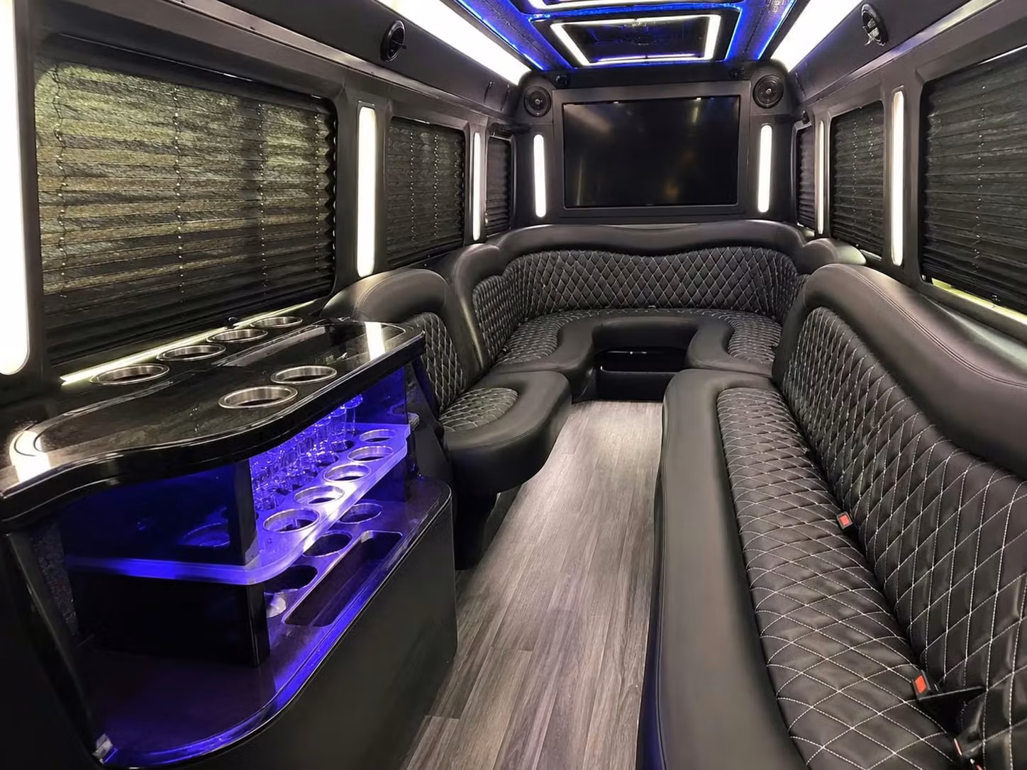 martinez prom party buses with led lighting bluetooth sound and leather seating